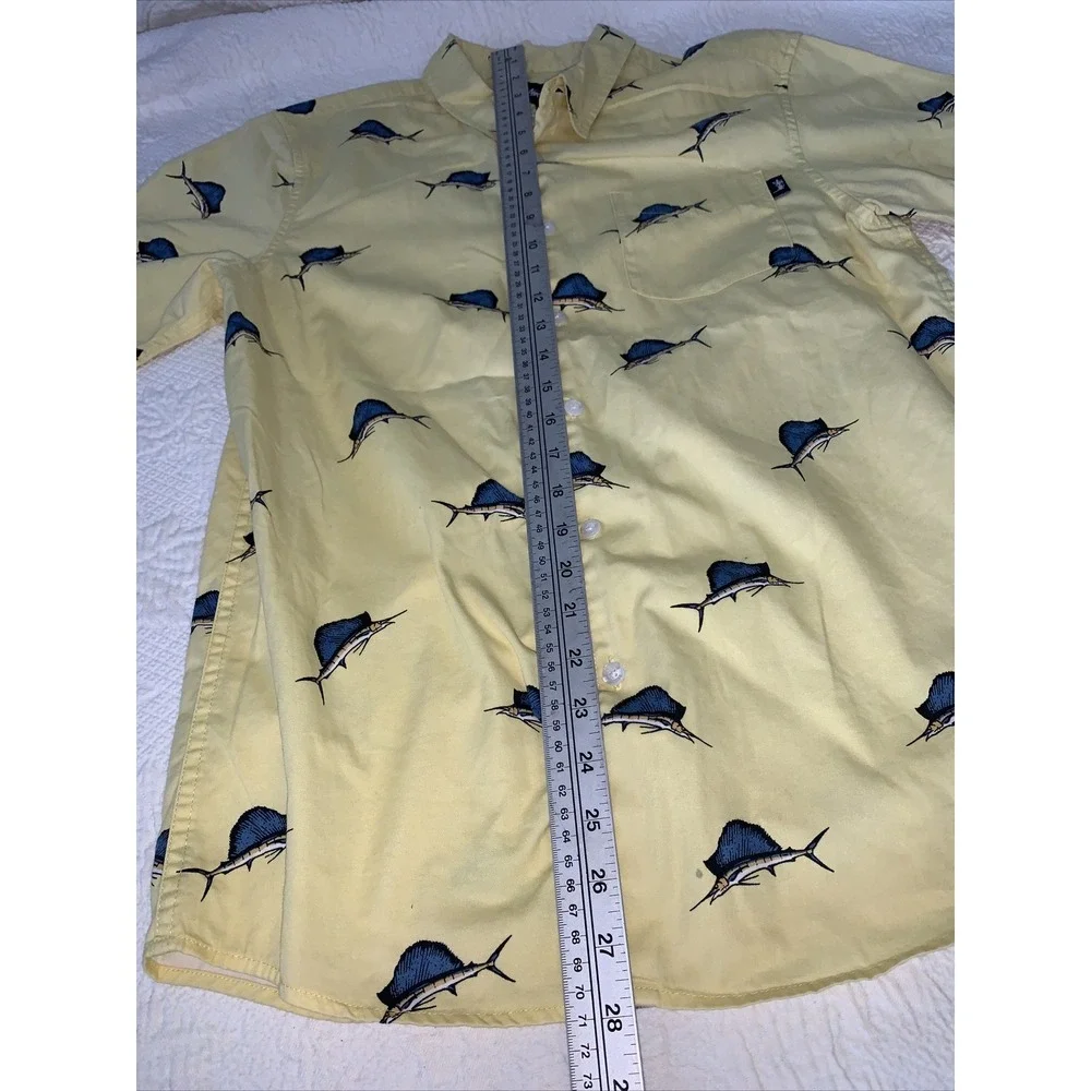 Stussy Marlins Hawaiian Button Up Shirt Yellow‎ Small Skate Fishing